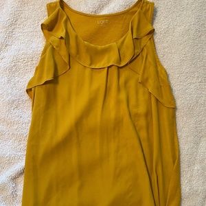 Mustard sleeveless Loft blouse